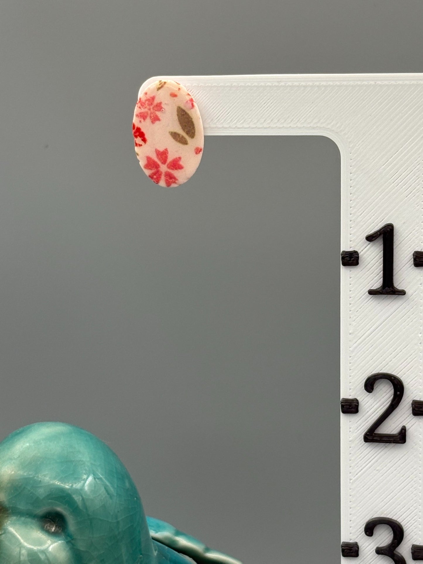 Flower Pattern Oval Stud Earrings - handcrafted polymer clay earrings by Lakeside Clay