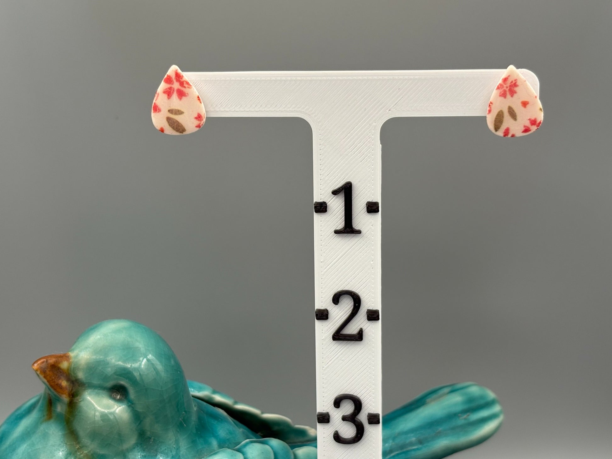 Flower Pattern Drop Stud Earrings - handcrafted polymer clay earrings by Lakeside Clay