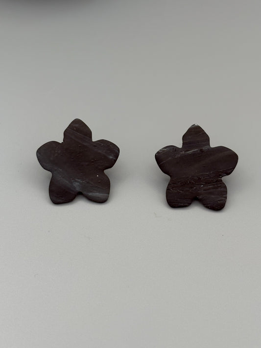 Midnight Sky Flower Stud Earrings - handcrafted polymer clay earrings by Lakeside Clay