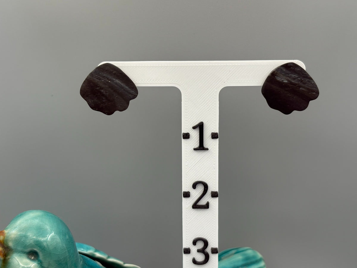 Midnight Sky Scallop Stud Earrings - handcrafted polymer clay earrings by Lakeside Clay