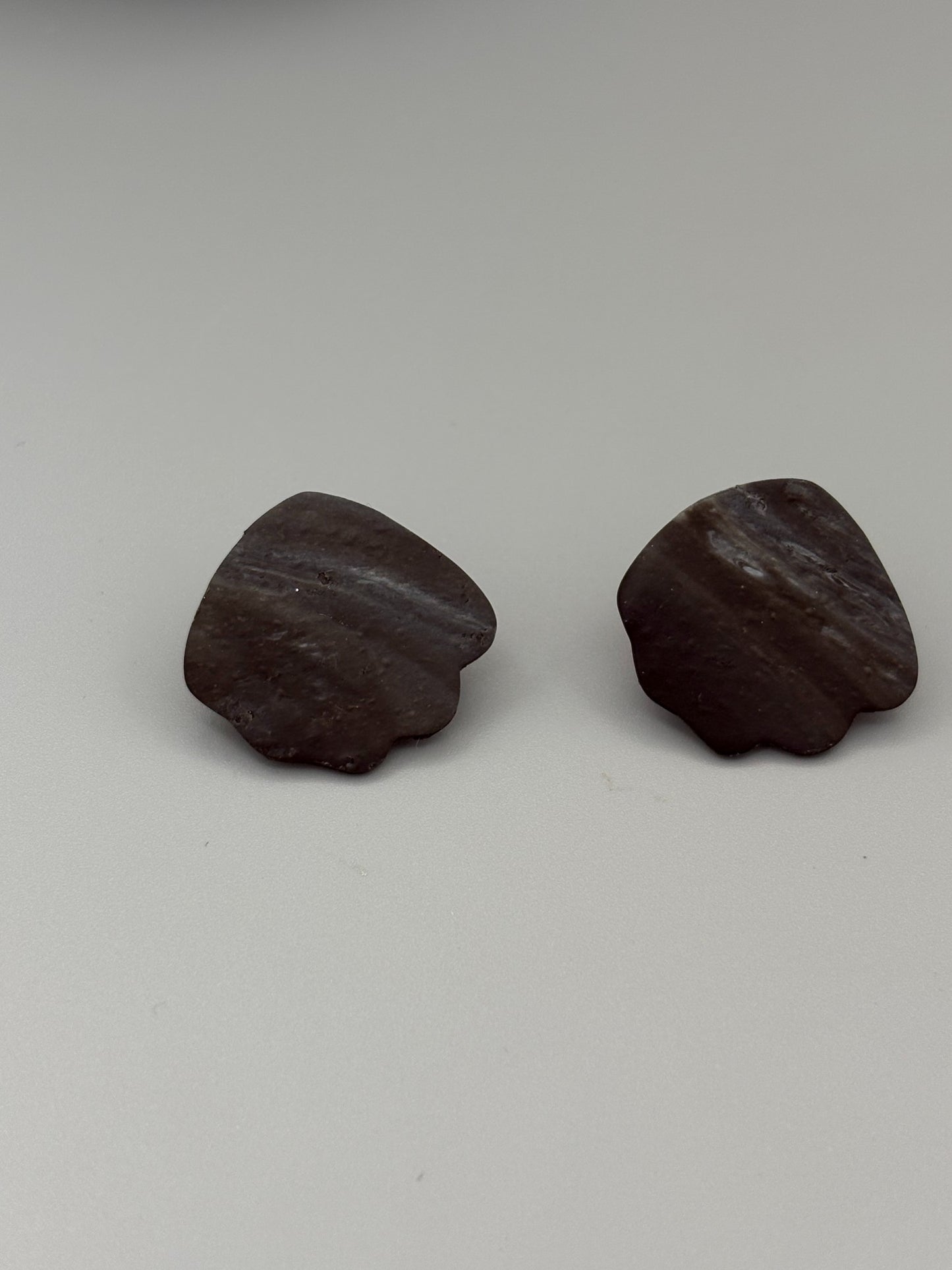 Midnight Sky Scallop Stud Earrings - handcrafted polymer clay earrings by Lakeside Clay