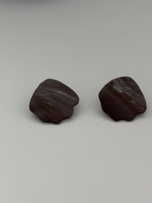Midnight Sky Scallop Stud Earrings - handcrafted polymer clay earrings by Lakeside Clay