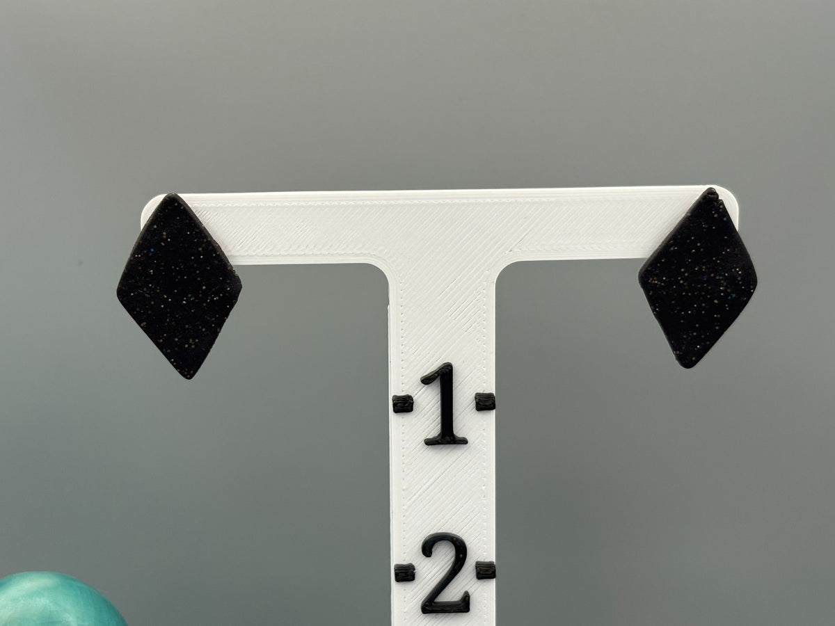 Midnight Sky Diamond Stud Earrings - handcrafted polymer clay earrings by Lakeside Clay