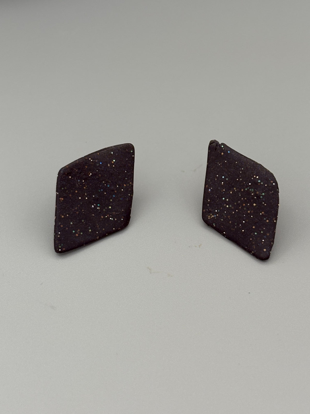 Midnight Sky Diamond Stud Earrings - handcrafted polymer clay earrings by Lakeside Clay