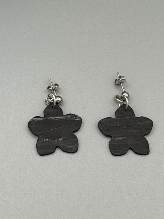 Midnight Sky Flower Dangle Earrings - handcrafted polymer clay earrings by Lakeside Clay