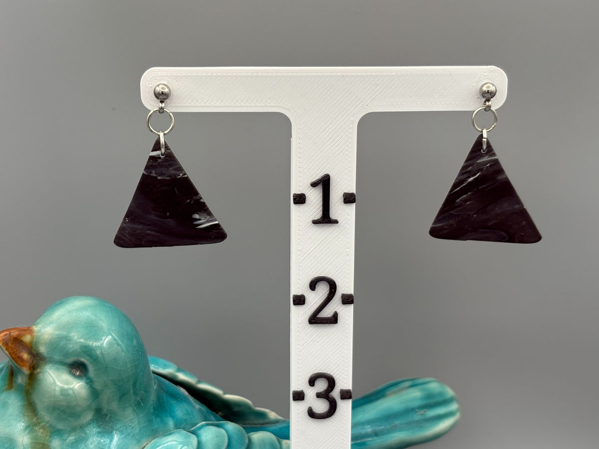 Midnight Sky Triangle Dangle Earrings - handcrafted polymer clay earrings by Lakeside Clay