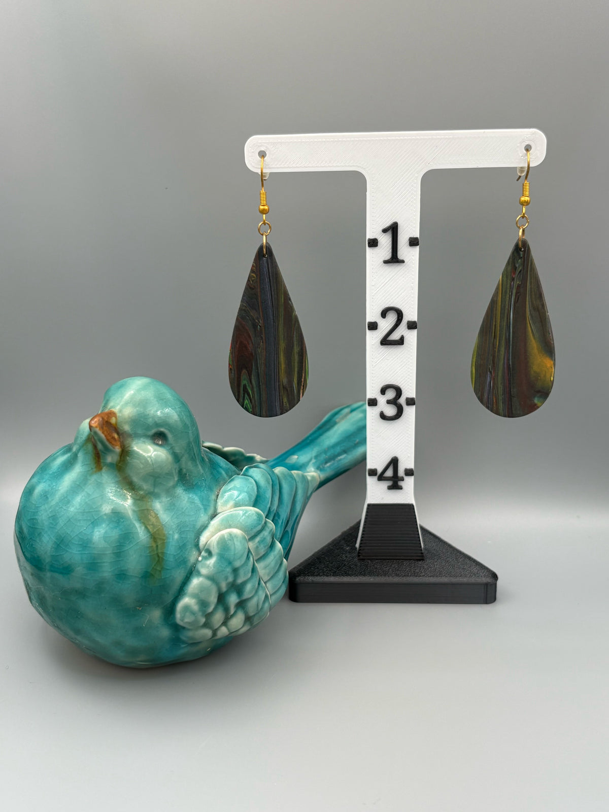 Kaleidoscope Drop Dangle Earrings - handcrafted polymer clay earrings by Lakeside Clay