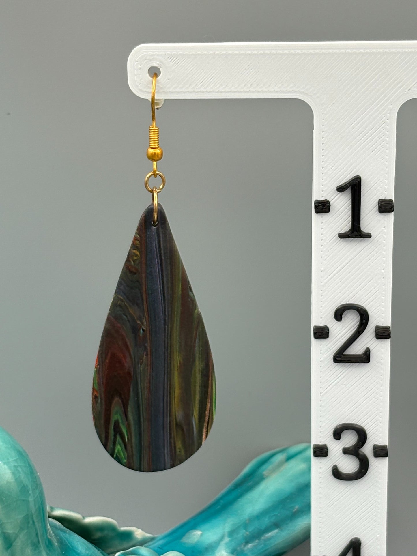 Kaleidoscope Drop Dangle Earrings - handcrafted polymer clay earrings by Lakeside Clay