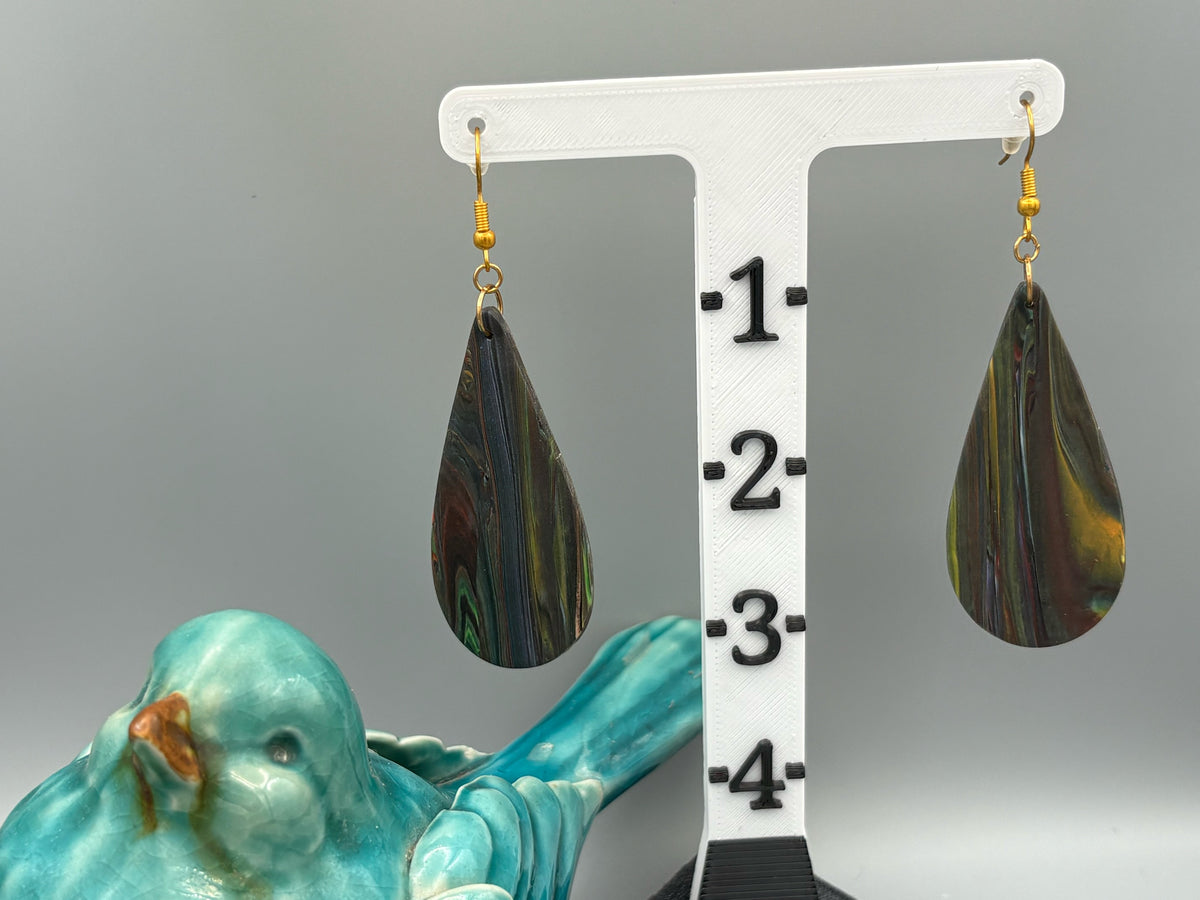 Kaleidoscope Drop Dangle Earrings - handcrafted polymer clay earrings by Lakeside Clay
