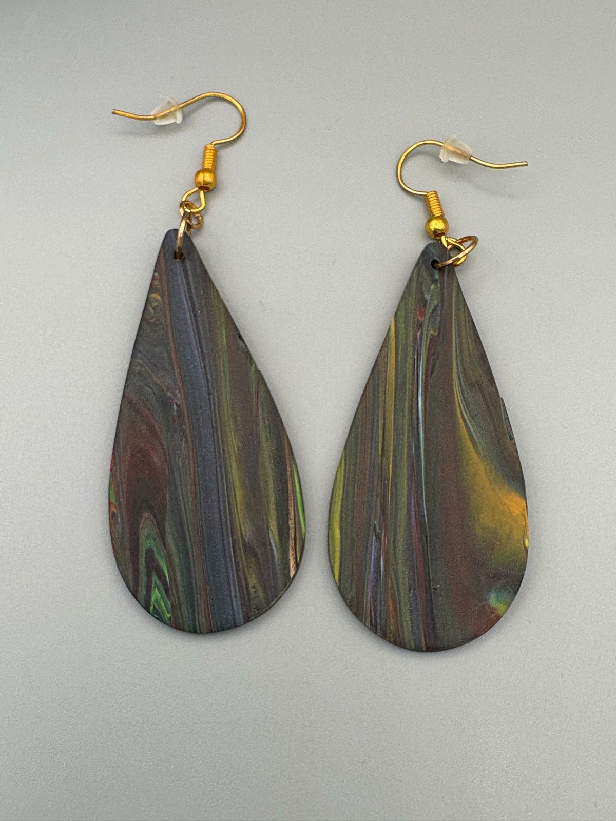 Kaleidoscope Drop Dangle Earrings - handcrafted polymer clay earrings by Lakeside Clay