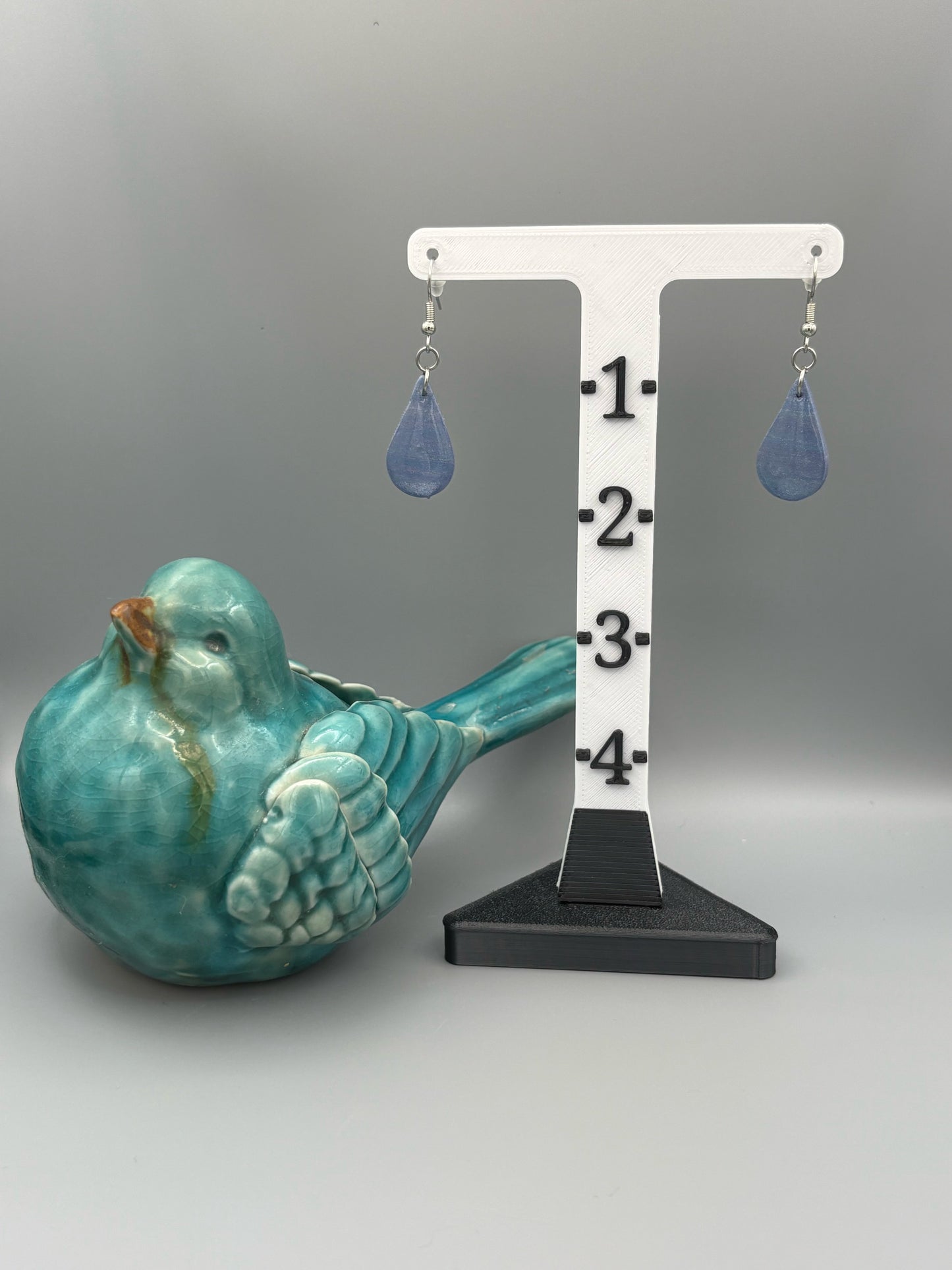 Blue Opal Twist Drop Dangle Earrings - handcrafted polymer clay earrings by Lakeside Clay