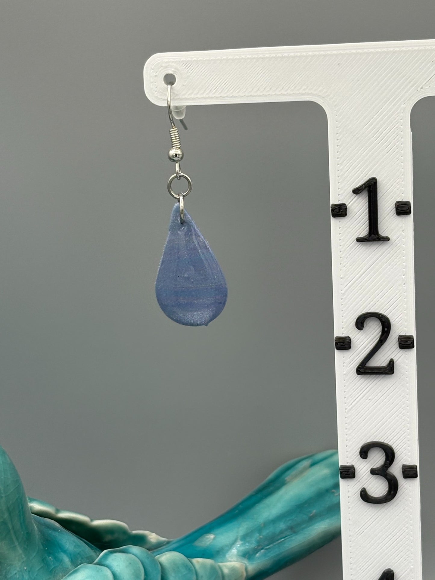 Blue Opal Twist Drop Dangle Earrings - handcrafted polymer clay earrings by Lakeside Clay