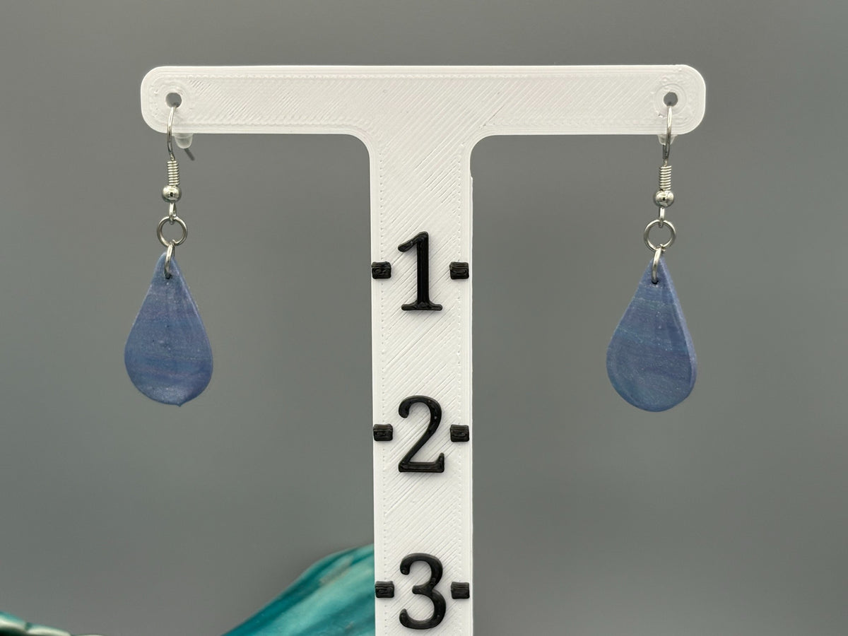 Blue Opal Twist Drop Dangle Earrings - handcrafted polymer clay earrings by Lakeside Clay