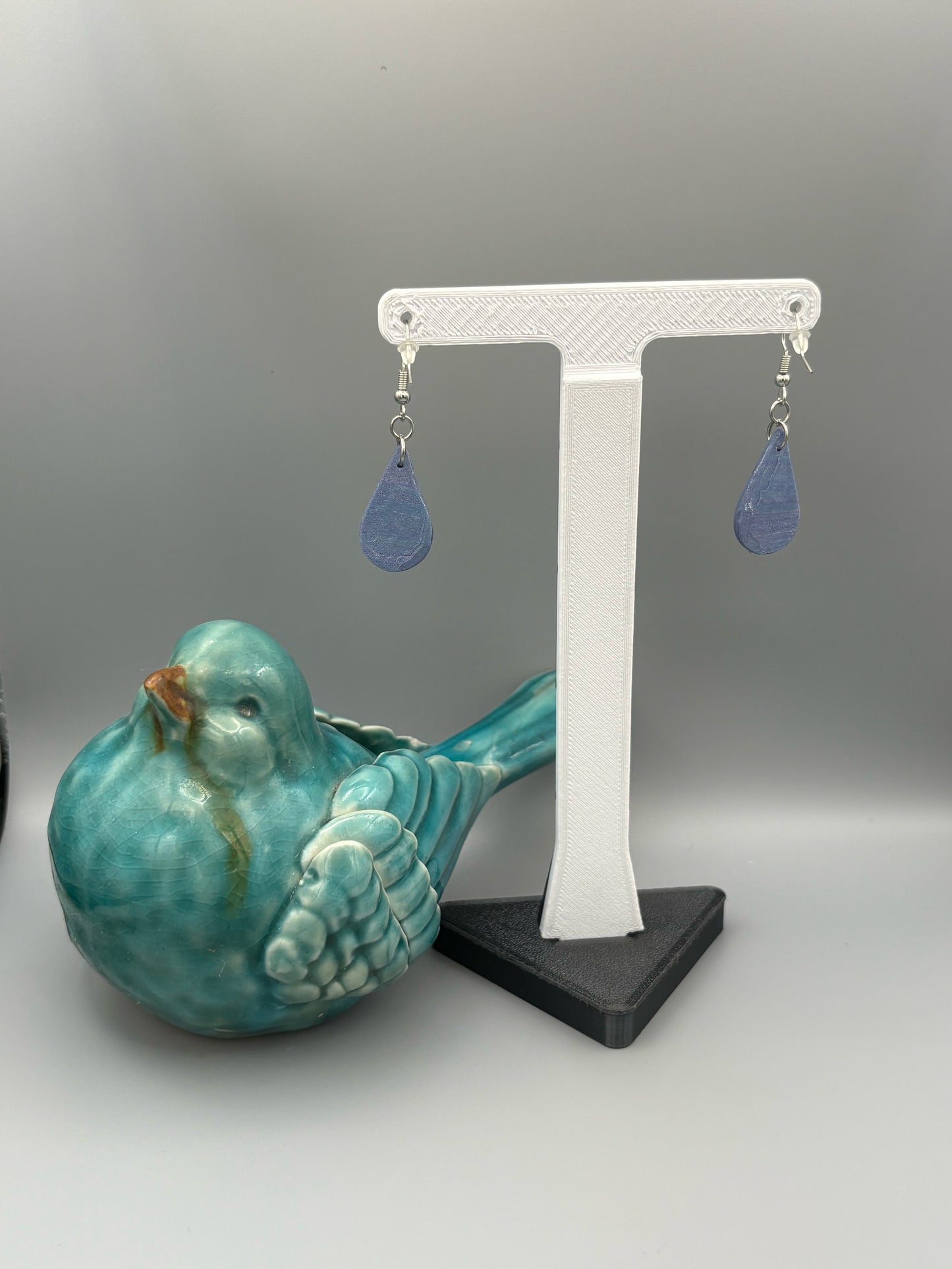 Blue Opal Twist Drop Dangle Earrings - handcrafted polymer clay earrings by Lakeside Clay
