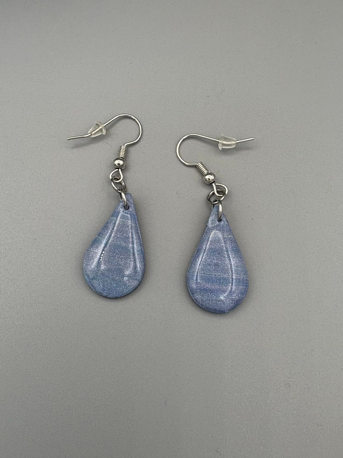 Blue Opal Twist Drop Dangle Earrings - handcrafted polymer clay earrings by Lakeside Clay