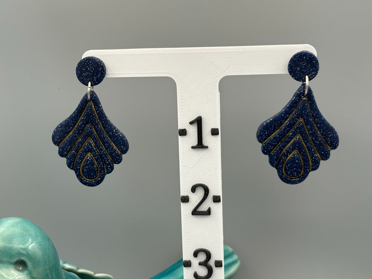 Sparkly Blue Drop Dangle Earrings - handcrafted polymer clay earrings by Lakeside Clay