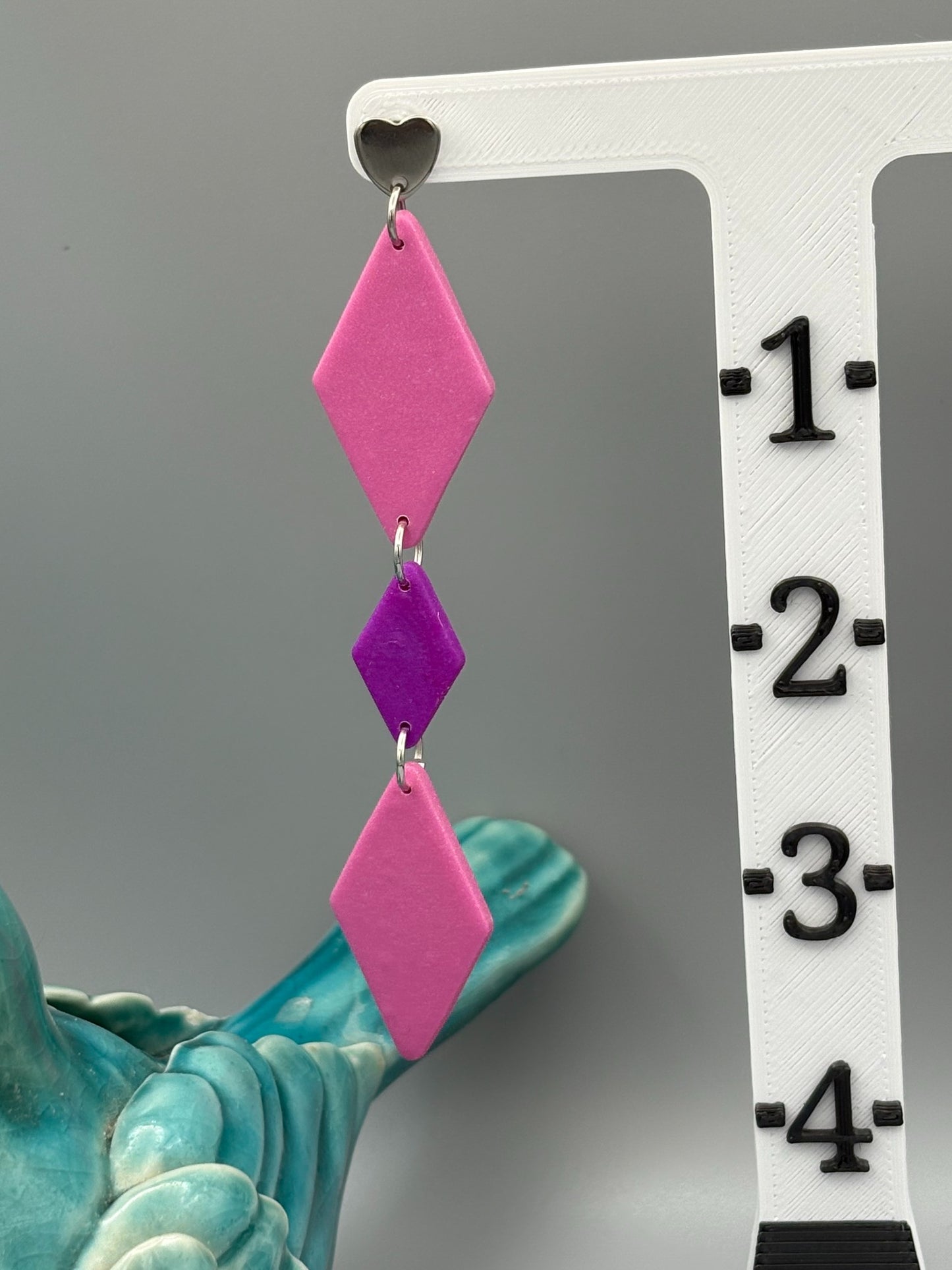 Mismatched Diamond Dangle Earrings - handcrafted polymer clay earrings by Lakeside Clay