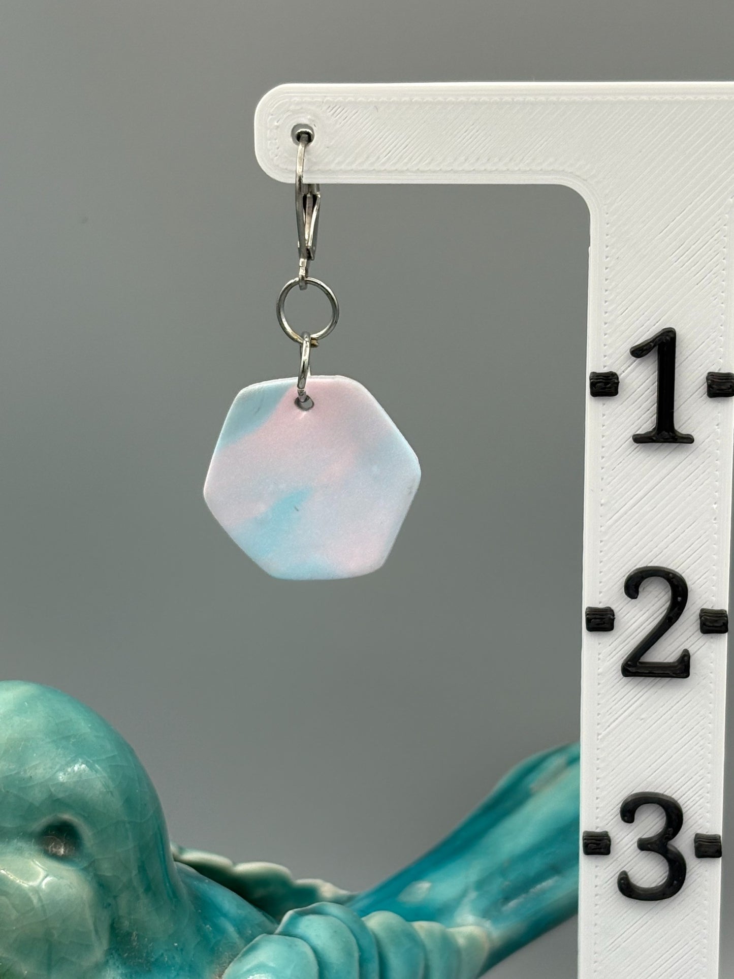 Marble Pastel Hexagon Dangle Earrings - handcrafted polymer clay earrings by Lakeside Clay