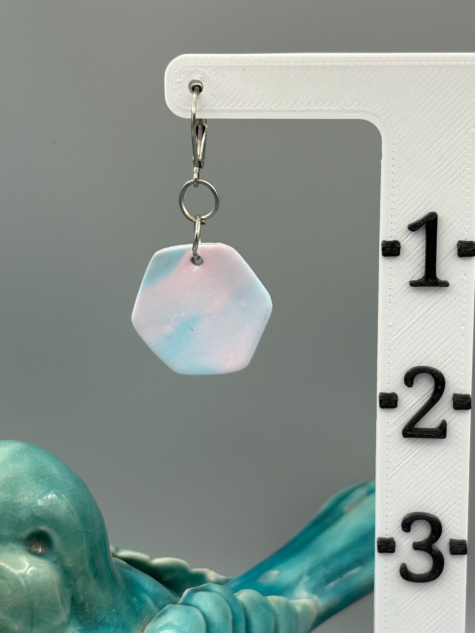 Marble Pastel Hexagon Dangle Earrings - handcrafted polymer clay earrings by Lakeside Clay