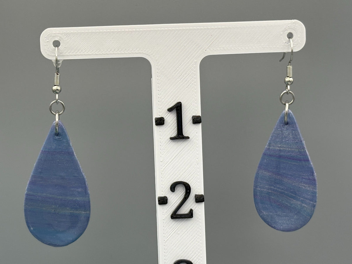 Blue Opal Twist Drop Dangle Earrings - handcrafted polymer clay earrings by Lakeside Clay