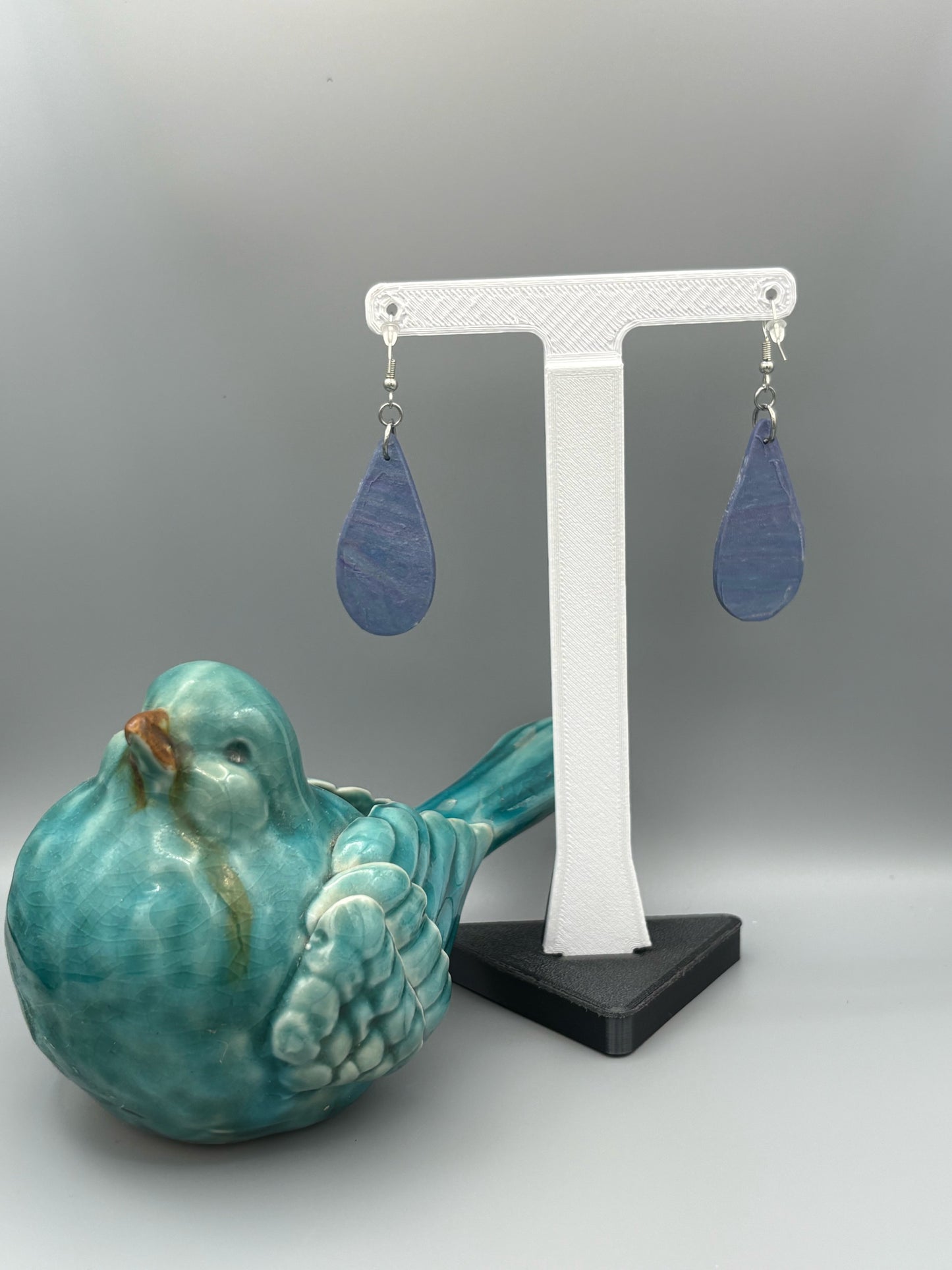 Blue Opal Twist Drop Dangle Earrings - handcrafted polymer clay earrings by Lakeside Clay