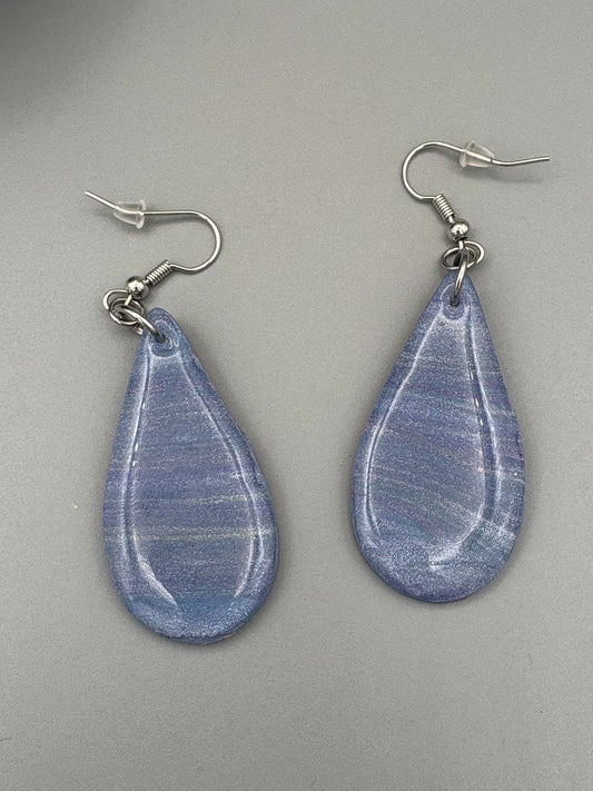 Blue Opal Twist Drop Dangle Earrings - handcrafted polymer clay earrings by Lakeside Clay