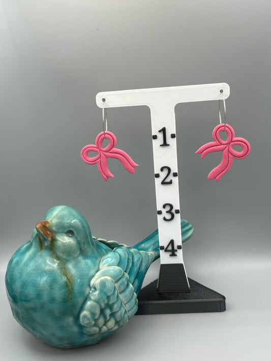 Sparkly Pink Bow Hoop Earrings - handcrafted polymer clay earrings by Lakeside Clay