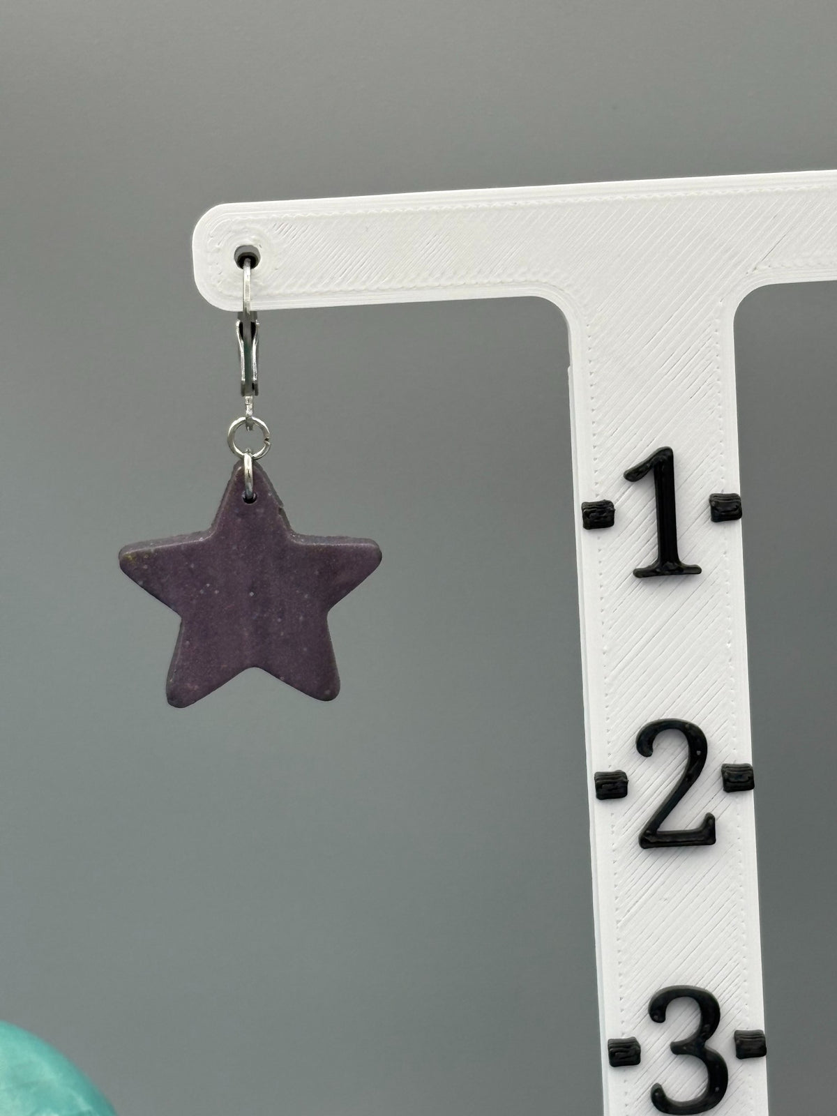 Purple Star Dangle Earrings - handcrafted polymer clay earrings by Lakeside Clay