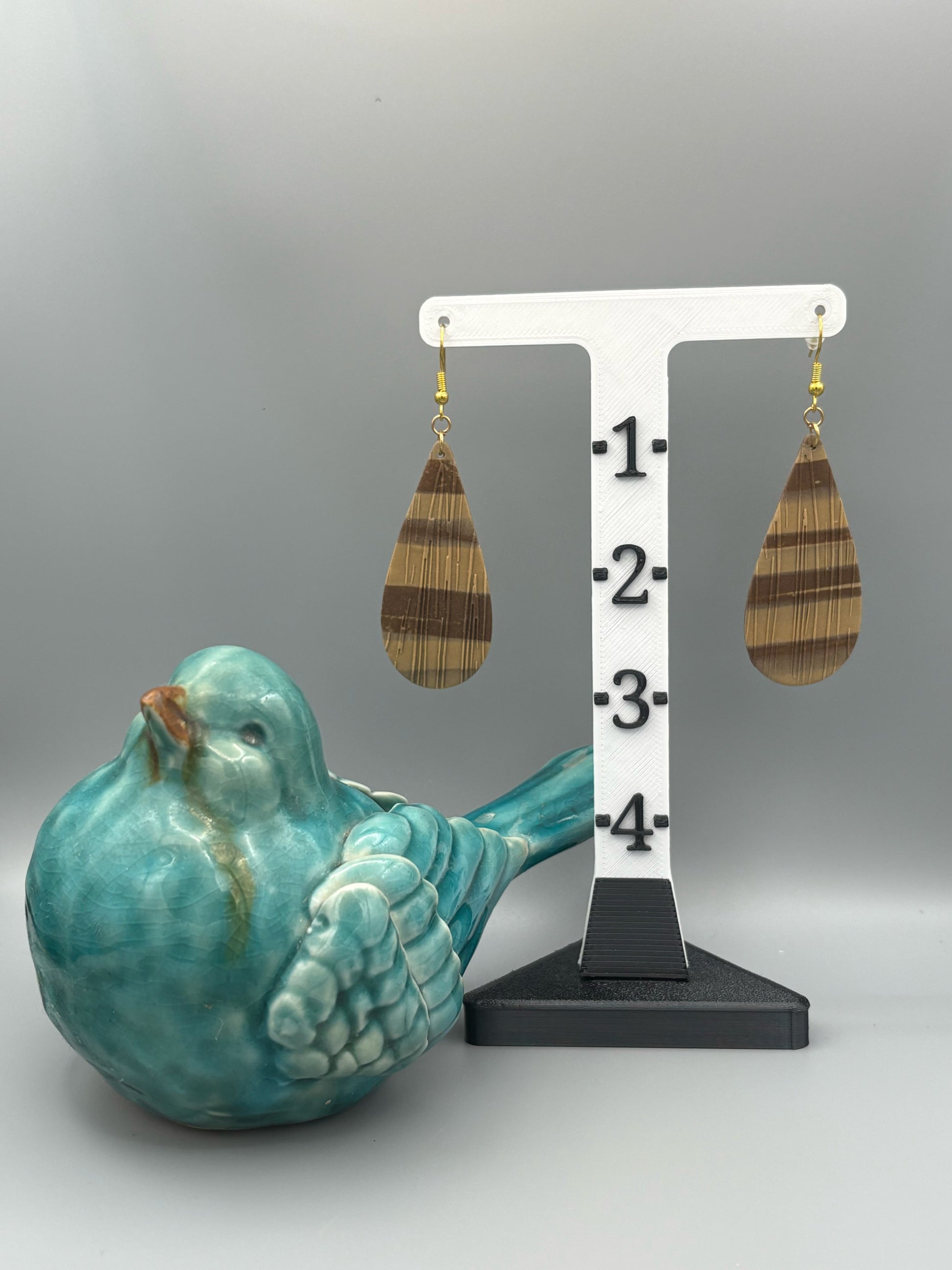 Wood Grain Drop Dangle Earrings - handcrafted polymer clay earrings by Lakeside Clay