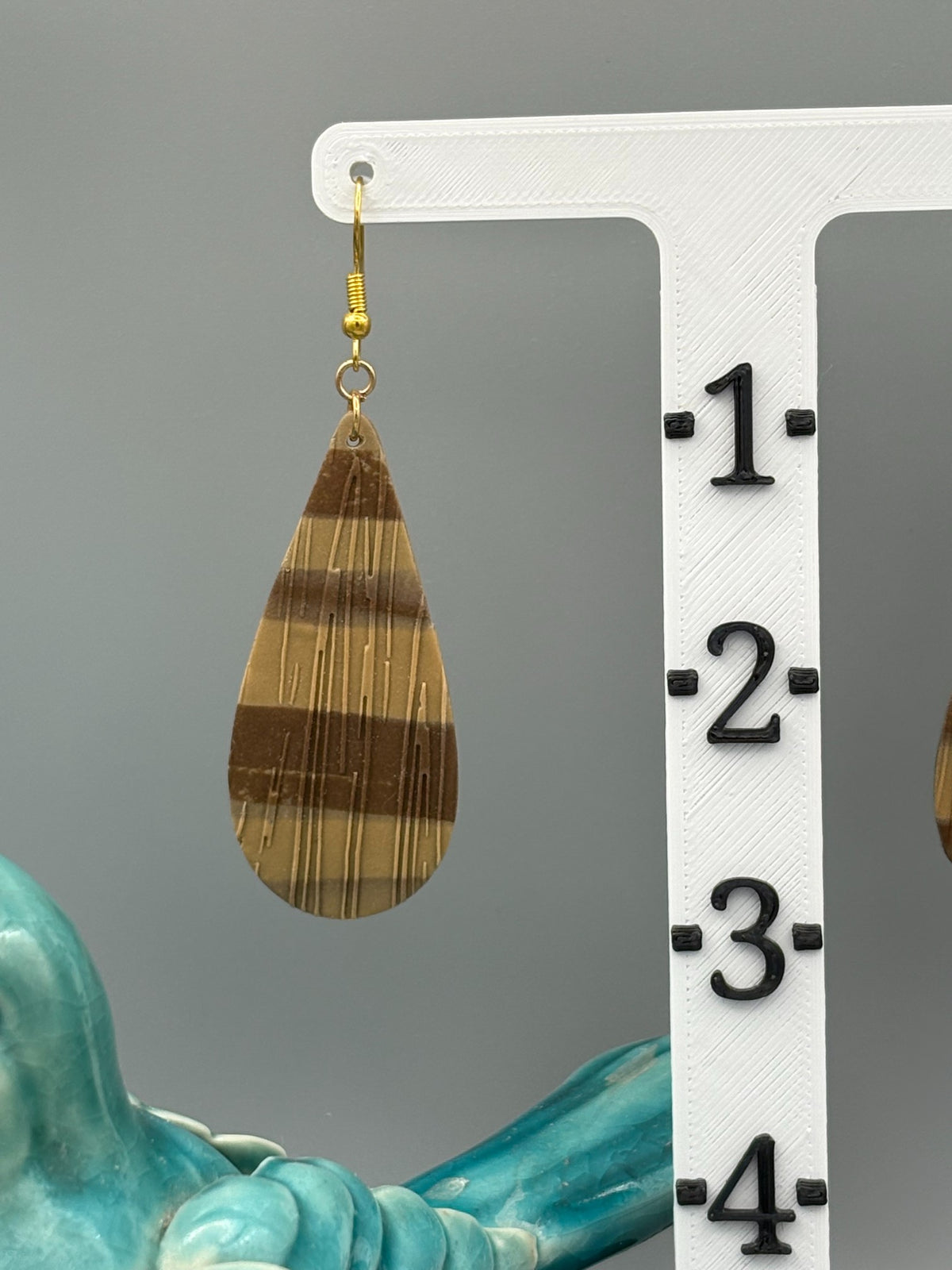 Wood Grain Drop Dangle Earrings - handcrafted polymer clay earrings by Lakeside Clay