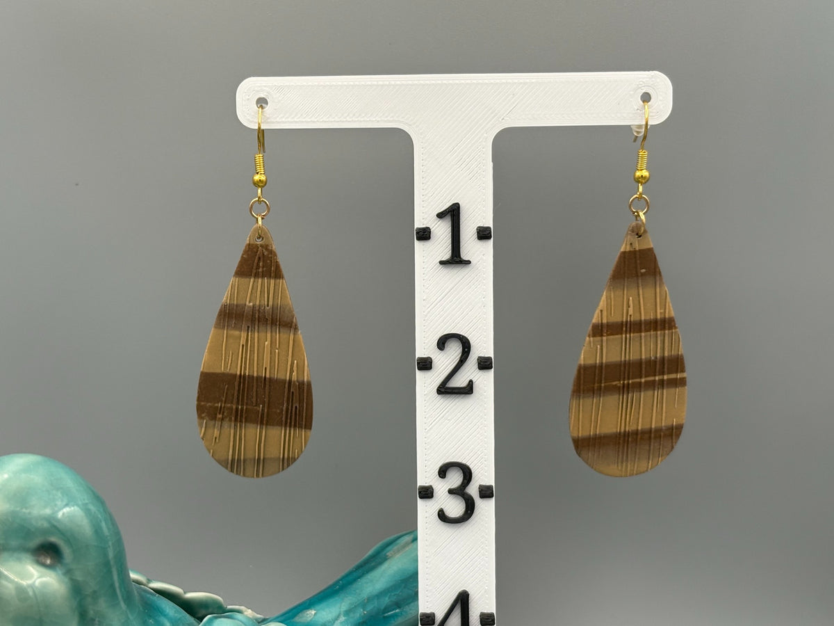 Wood Grain Drop Dangle Earrings - handcrafted polymer clay earrings by Lakeside Clay