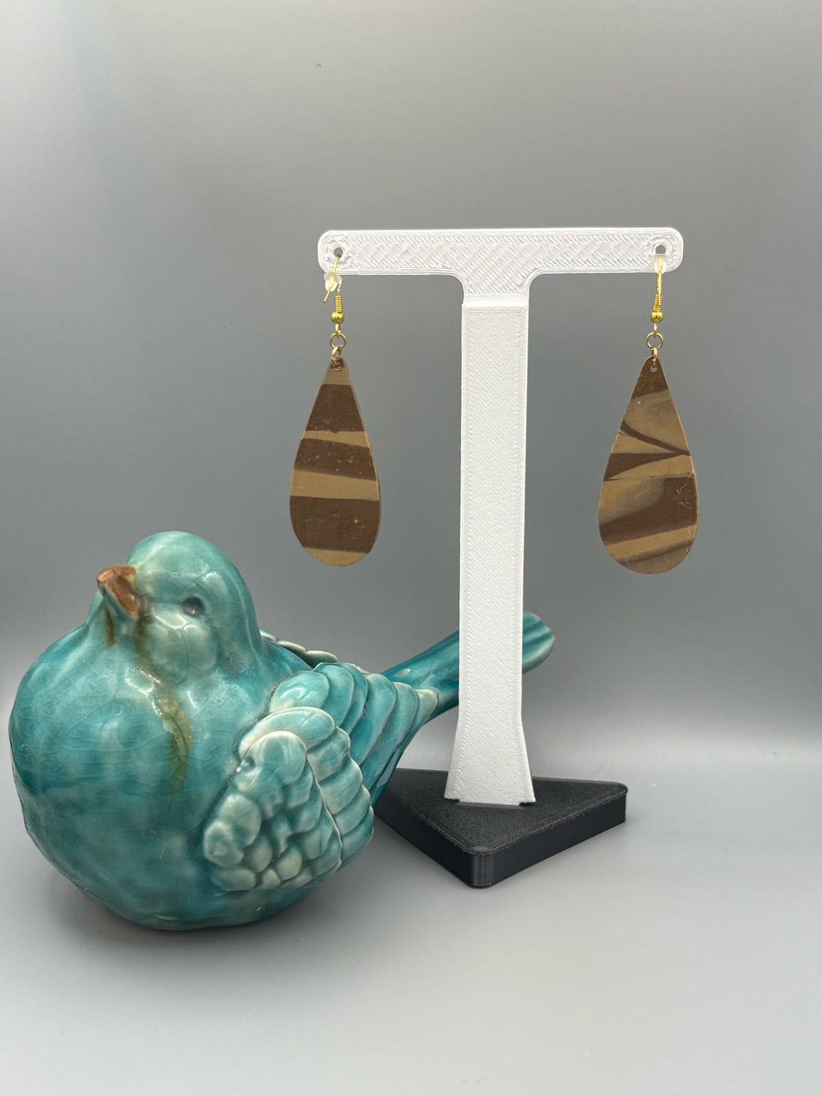 Wood Grain Drop Dangle Earrings - handcrafted polymer clay earrings by Lakeside Clay