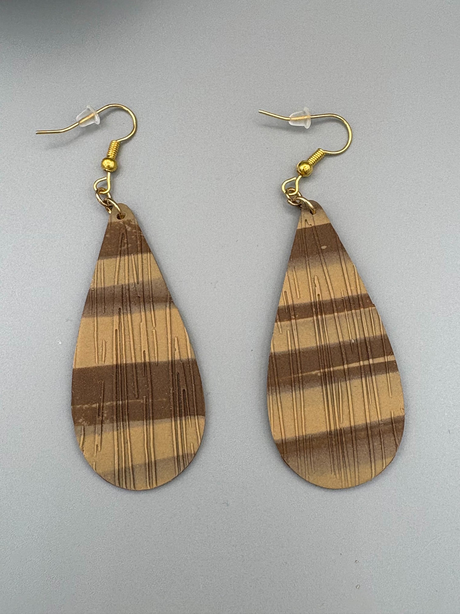 Wood Grain Drop Dangle Earrings - handcrafted polymer clay earrings by Lakeside Clay