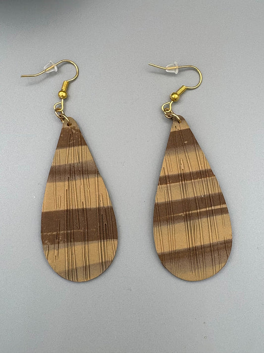 Wood Grain Drop Dangle Earrings - handcrafted polymer clay earrings by Lakeside Clay
