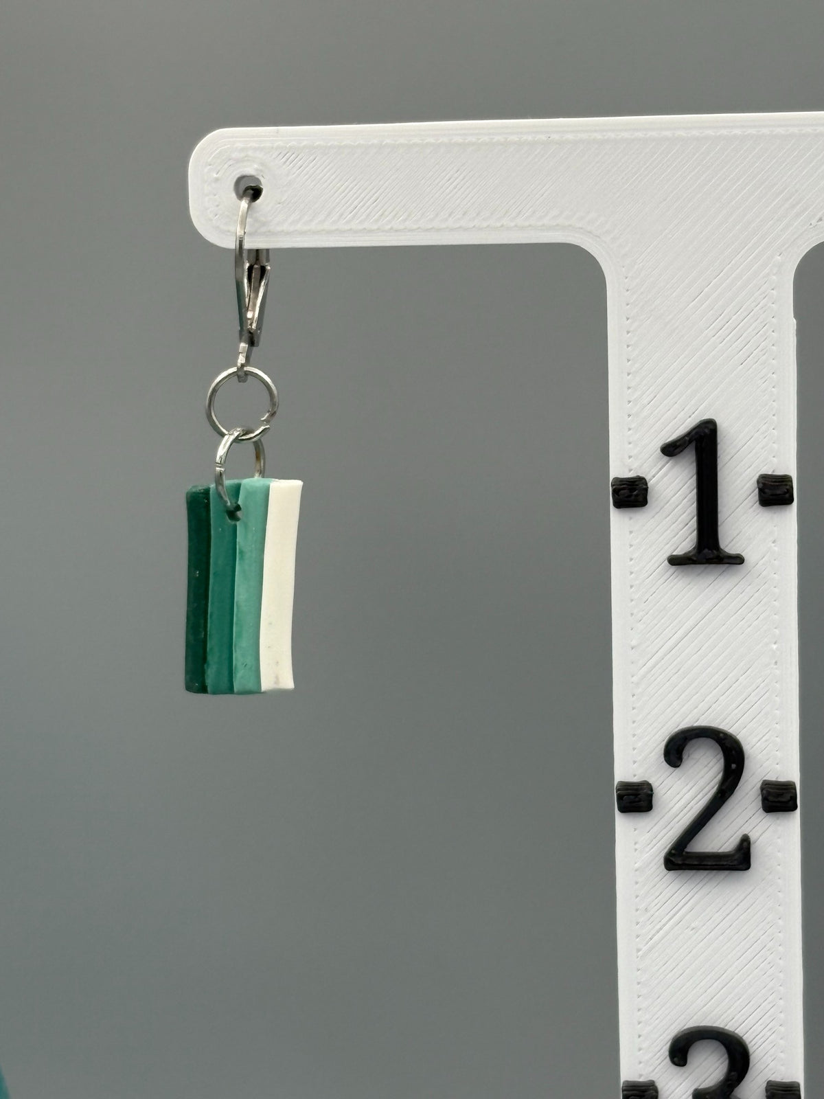 Green Ombre Bar Dangle Earrings - handcrafted polymer clay earrings by Lakeside Clay