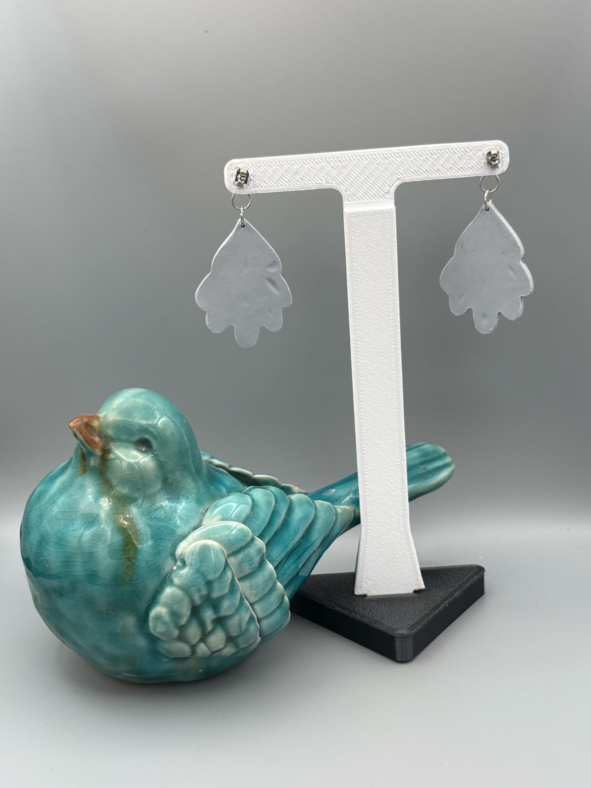 Tri-Colour Feather Dangle Earrings - handcrafted polymer clay earrings by Lakeside Clay