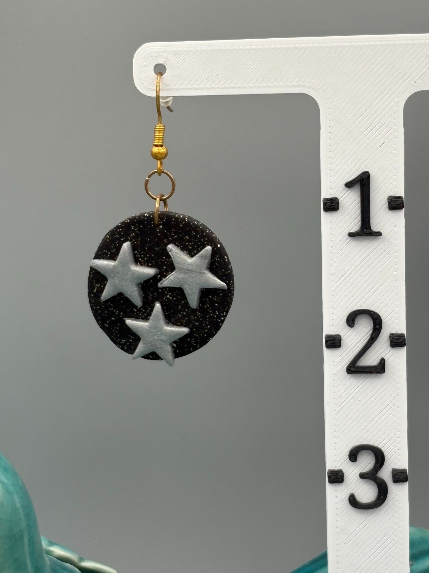 Night Sky Circle Dangle Earrings - handcrafted polymer clay earrings by Lakeside Clay