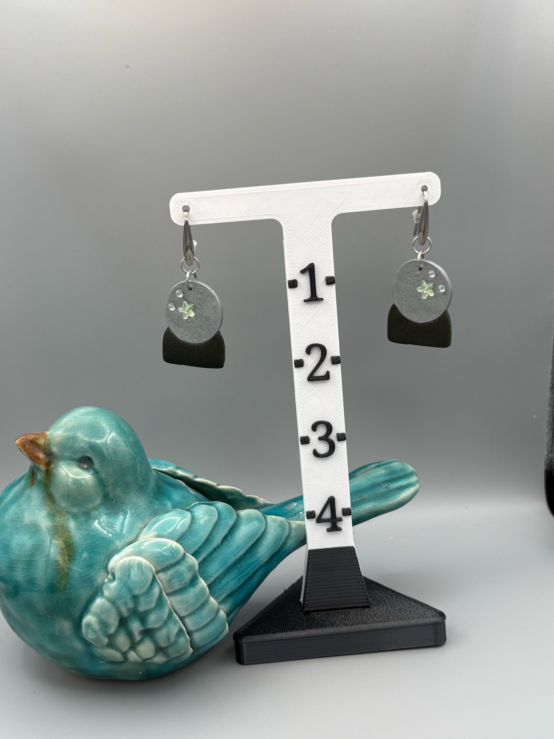 Crystal Ball Dangle Earrings - handcrafted polymer clay earrings by Lakeside Clay