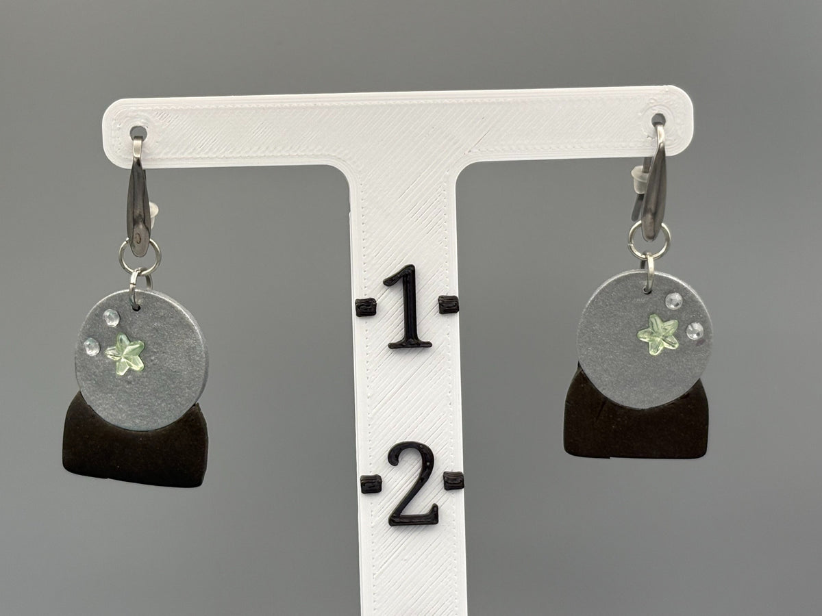 Crystal Ball Dangle Earrings - handcrafted polymer clay earrings by Lakeside Clay