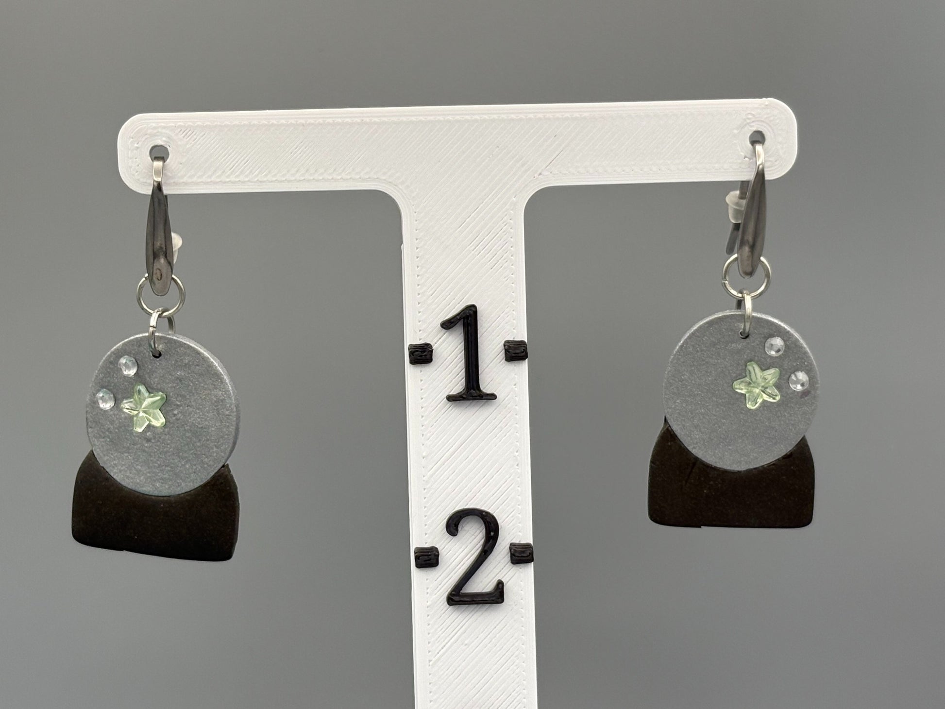 Crystal Ball Dangle Earrings - handcrafted polymer clay earrings by Lakeside Clay