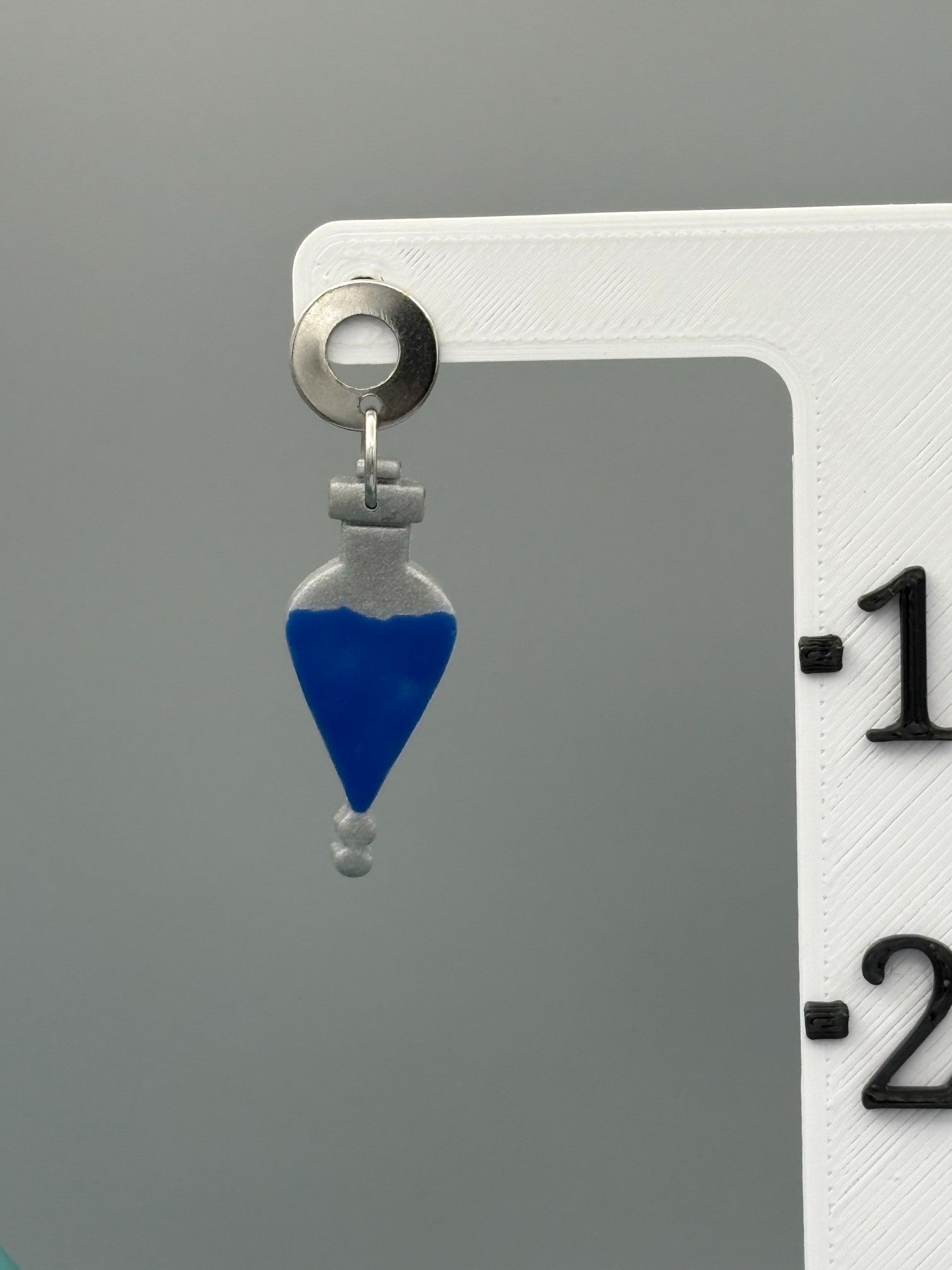 Blue Potion Bottle Dangle Earrings - handcrafted polymer clay earrings by Lakeside Clay
