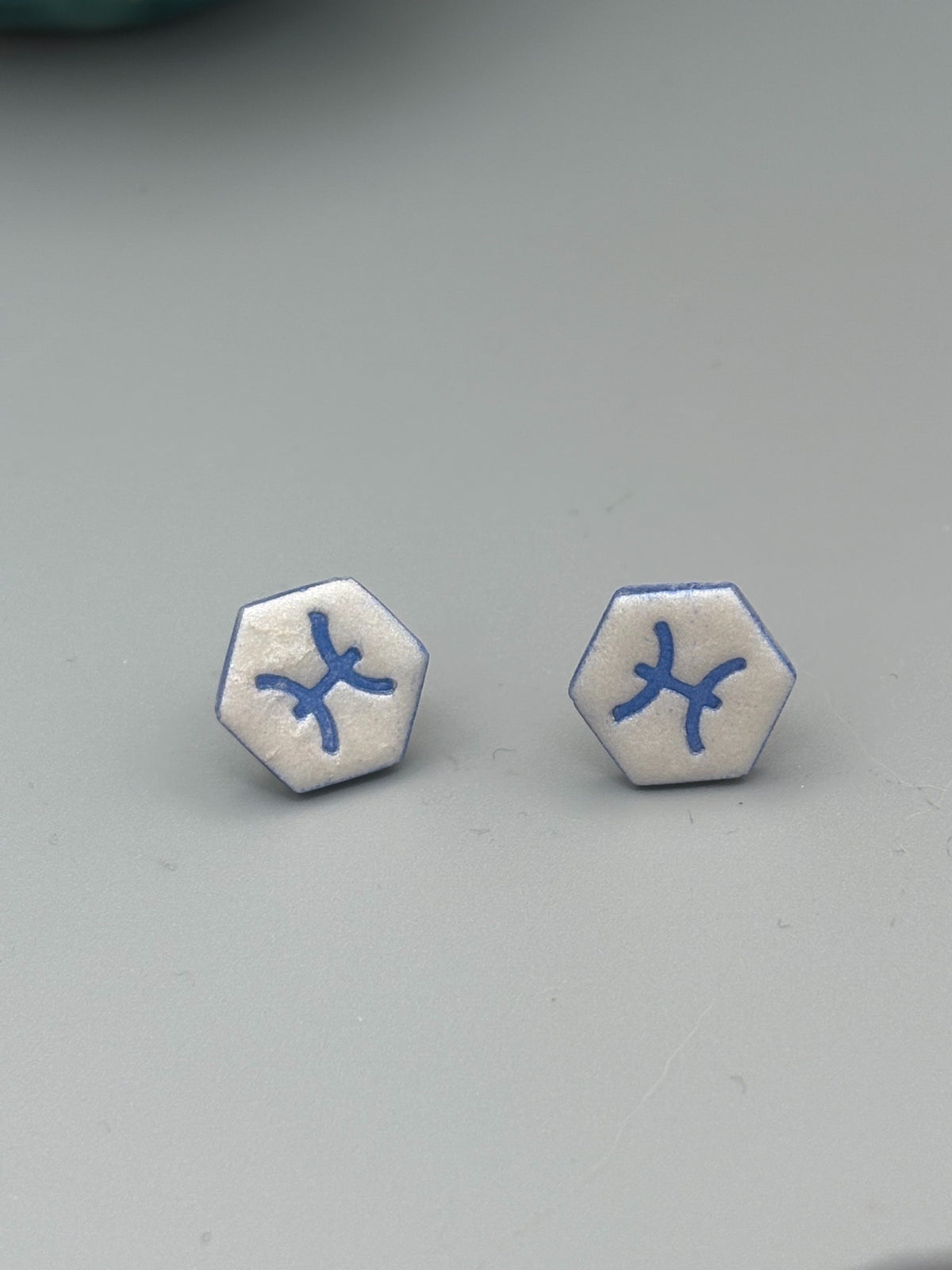 Pisces Stud Earrings - handcrafted polymer clay earrings by Lakeside Clay