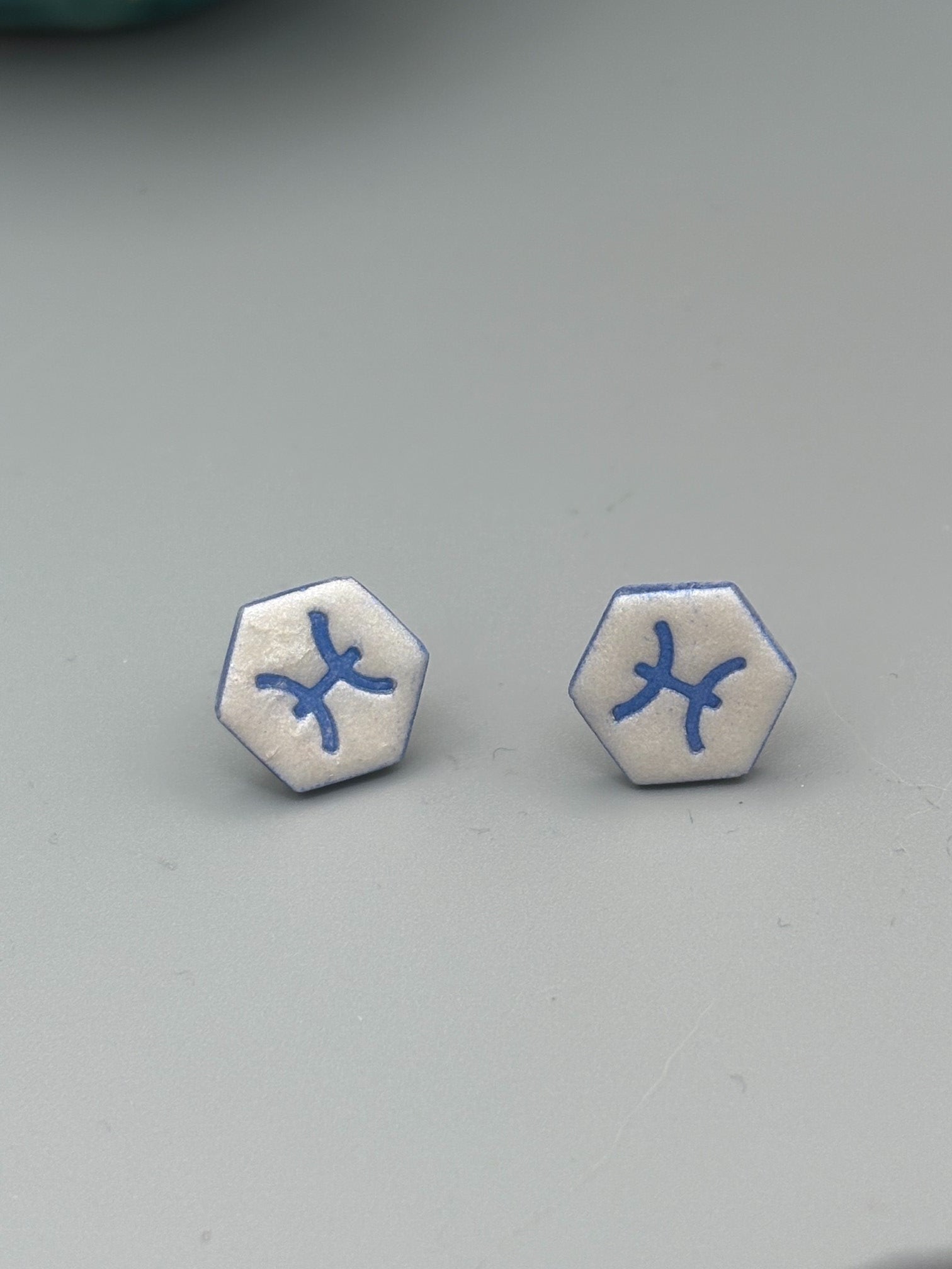 Pisces Stud Earrings - handcrafted polymer clay earrings by Lakeside Clay