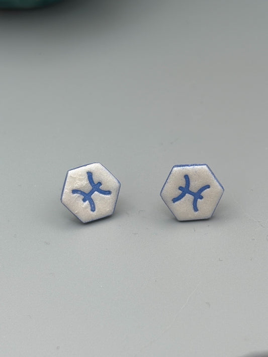 Pisces Stud Earrings - handcrafted polymer clay earrings by Lakeside Clay