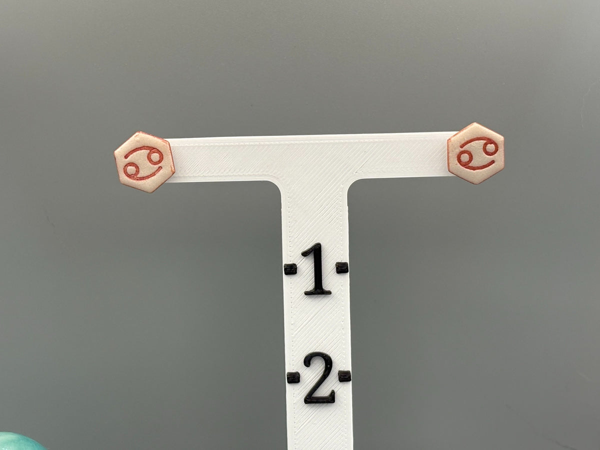 Cancer Stud Earrings - handcrafted polymer clay earrings by Lakeside Clay