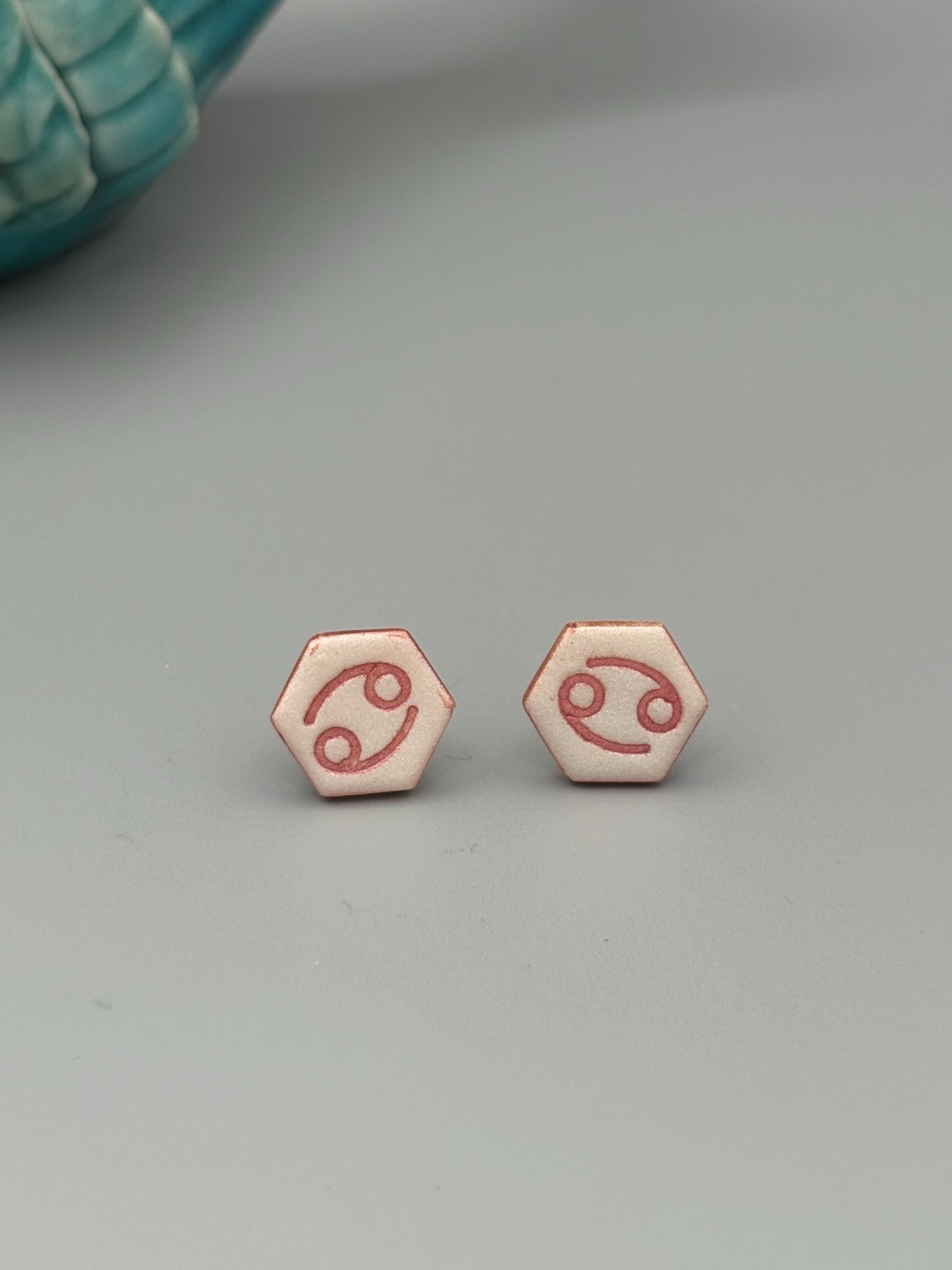 Cancer Stud Earrings - handcrafted polymer clay earrings by Lakeside Clay