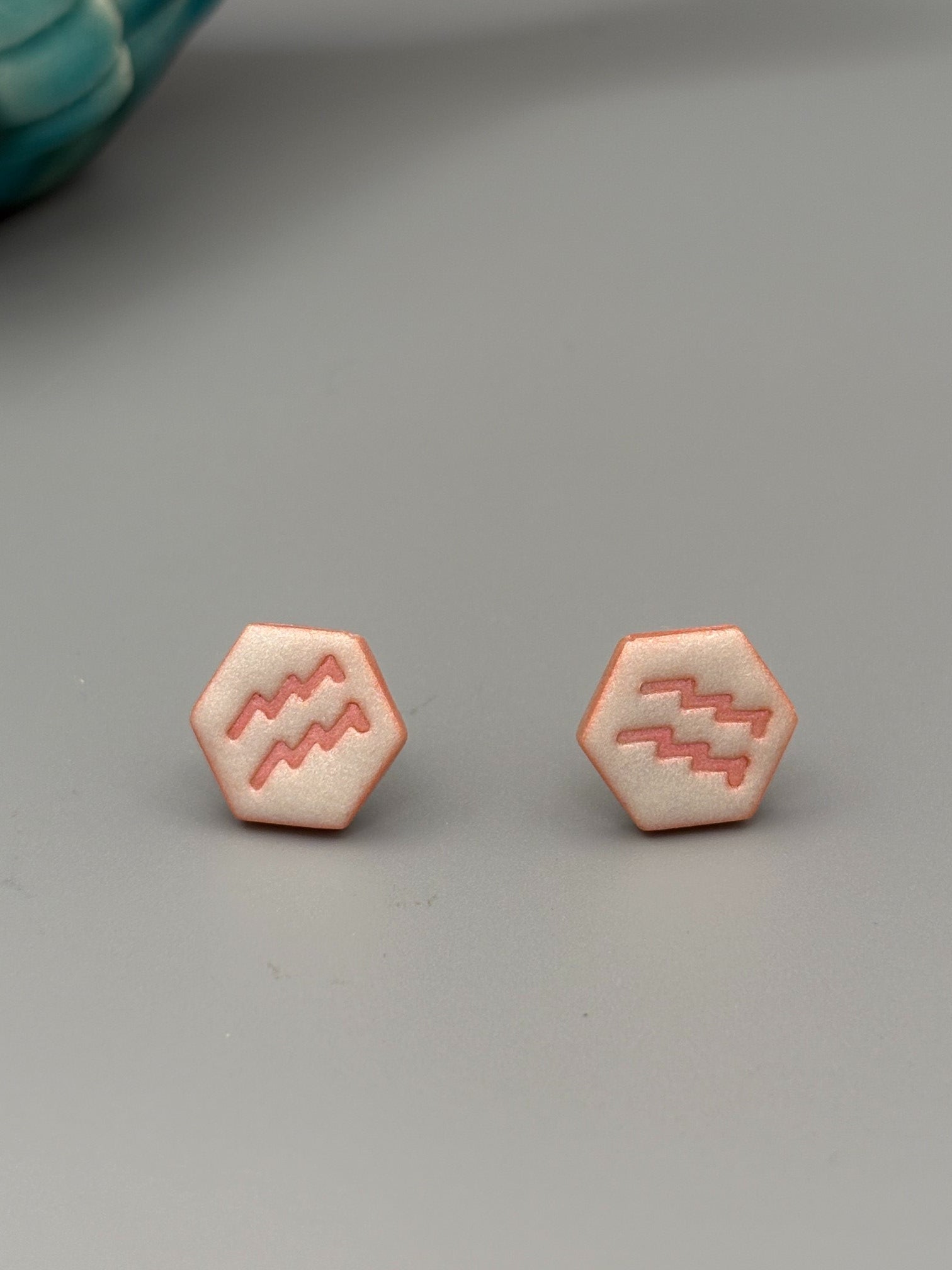 Aquarius Stud Earrings - handcrafted polymer clay earrings by Lakeside Clay