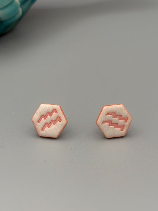 Aquarius Stud Earrings - handcrafted polymer clay earrings by Lakeside Clay