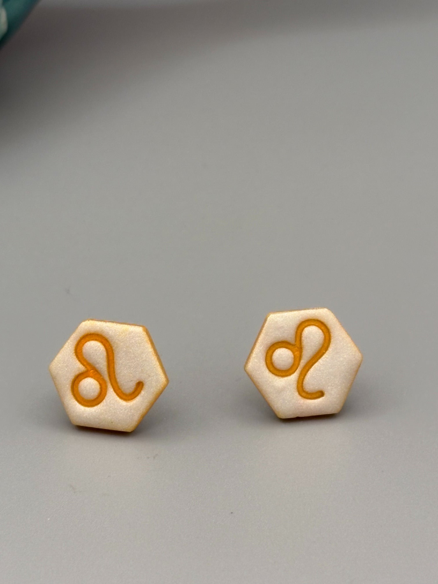 Leo Stud Earrings - handcrafted polymer clay earrings by Lakeside Clay
