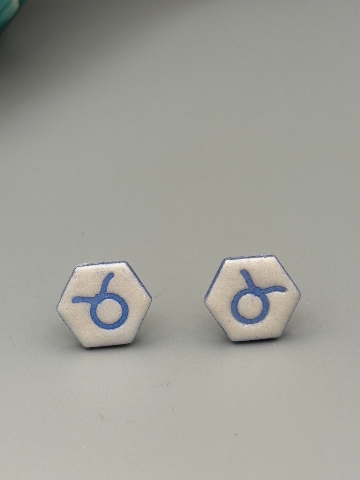 Taurus Stud Earrings - handcrafted polymer clay earrings by Lakeside Clay
